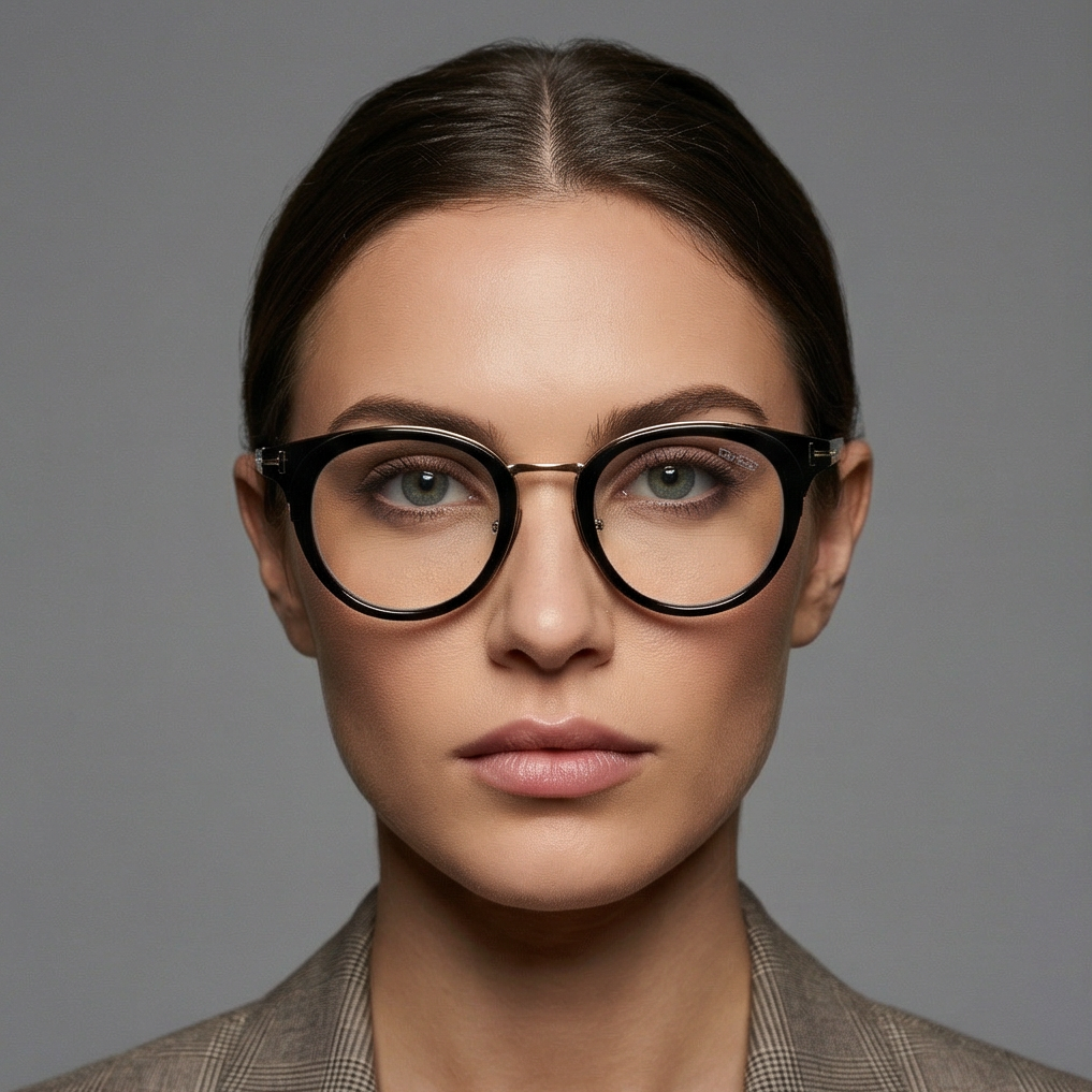 Tom Ford Eyeglasses Tom Ford Eyeglasses FT5784-D-B 001 Black Round Full Rim Women Frames 48mm Eyeglasses Eyewear designer