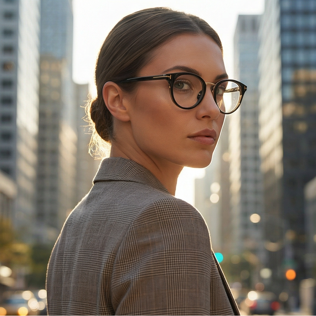 Tom Ford Eyeglasses Tom Ford Eyeglasses FT5784-D-B 001 Black Round Full Rim Women Frames 48mm Eyeglasses Eyewear designer