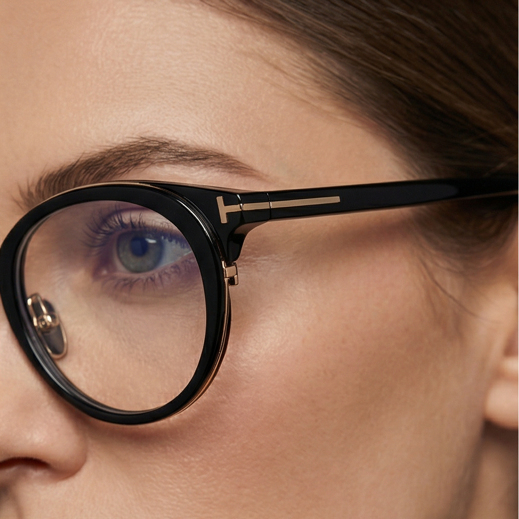 Tom Ford Eyeglasses Tom Ford Eyeglasses FT5784-D-B 001 Black Round Full Rim Women Frames 48mm Eyeglasses Eyewear designer