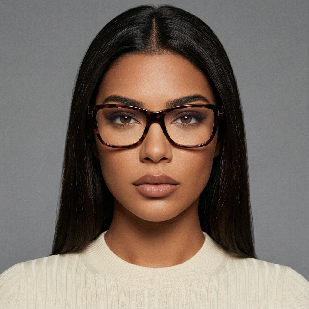 Tom Ford Eyeglasses Tom Ford Eyeglasses FT5878-B 056 Brown Butterfly Full Rim Blue Light Women Frames 55mm Eyeglasses Eyewear designer