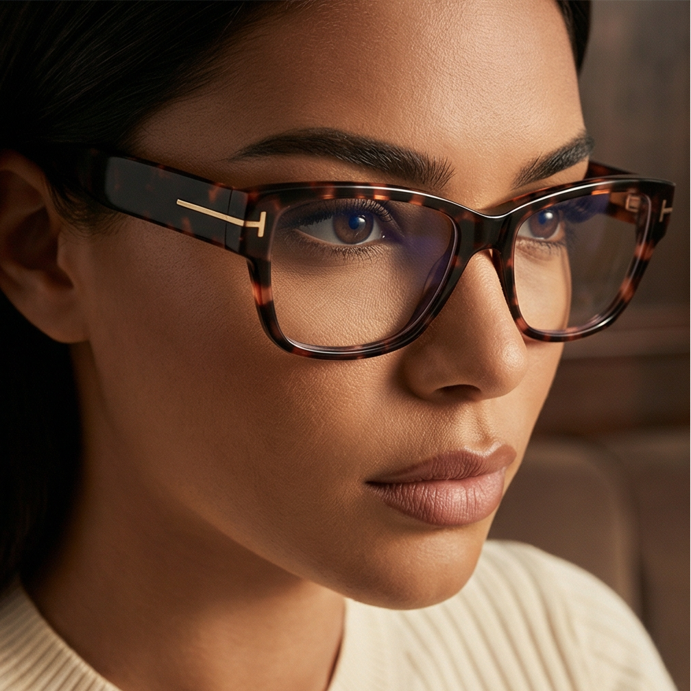 Tom Ford Eyeglasses Tom Ford Eyeglasses FT5878-B 056 Brown Butterfly Full Rim Blue Light Women Frames 55mm Eyeglasses Eyewear designer