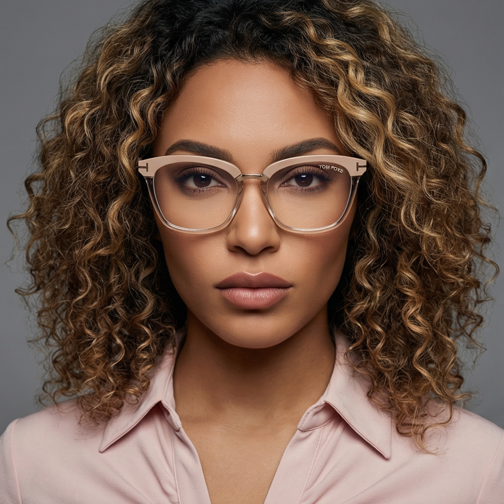 Tom Ford Eyeglasses Tom Ford Glasses Frames FT5550-B 072 54mm Women's Rose Browline Blue Light Block Eyeglasses Eyewear designer