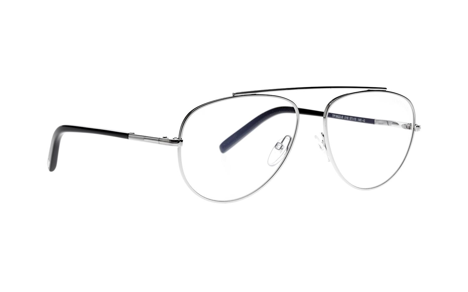 Tom Ford Eyeglasses Tom Ford Glasses Frames FT5622-B 016 57mm Blue Light Blocker - Men Shiny Silver Pilot-Aviator Eyeglasses Eyewear UK USA Australia