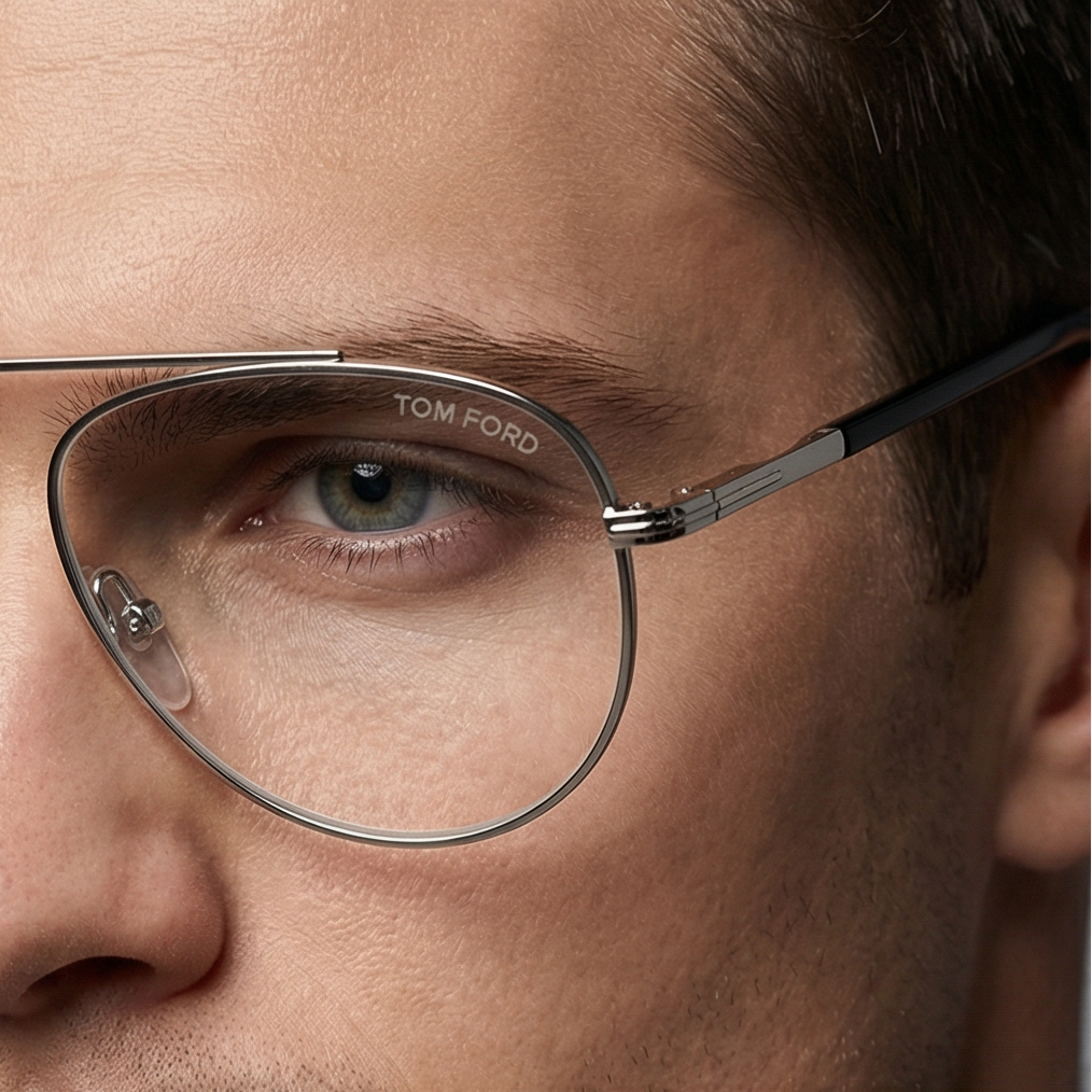 Tom Ford Eyeglasses Tom Ford Glasses Frames FT5622-B 016 57mm Men Shiny Silver Pilot-Aviator Eyeglasses Eyewear designer