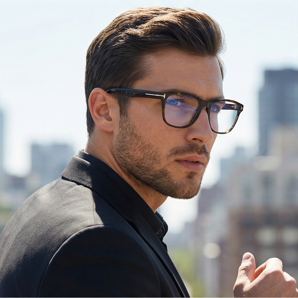 Tom Ford Eyeglasses Tom Ford Glasses Frames FT5662-B 052 54mm Men Brown Tortoise Rectangular Blue Control Eyeglasses Eyewear designer