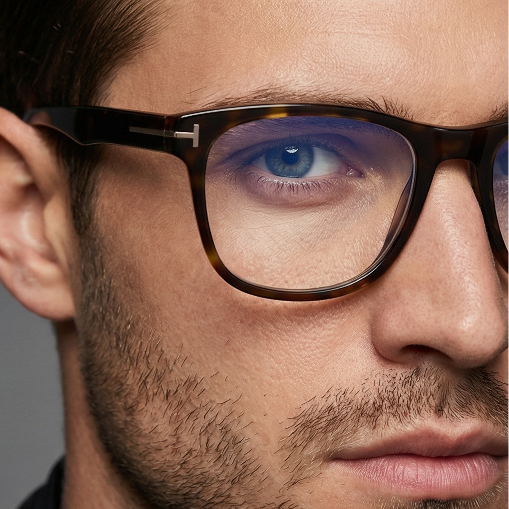 Tom Ford Eyeglasses Tom Ford Glasses Frames FT5662-B 052 54mm Men Brown Tortoise Rectangular Blue Control Eyeglasses Eyewear designer