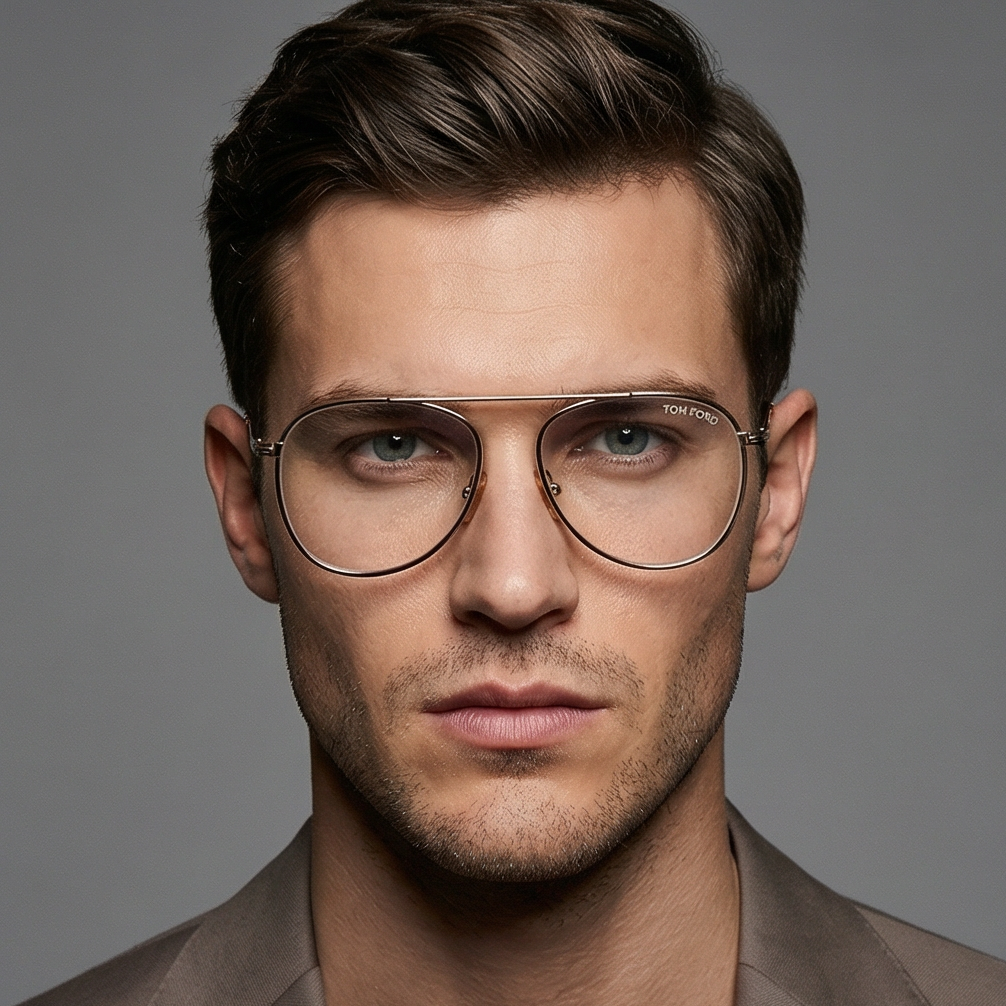 Tom Ford Eyeglasses Tom Ford Glasses Frames FT5691-B 028 50mm Men Gold Pilot-Aviator Eyeglasses Eyewear designer