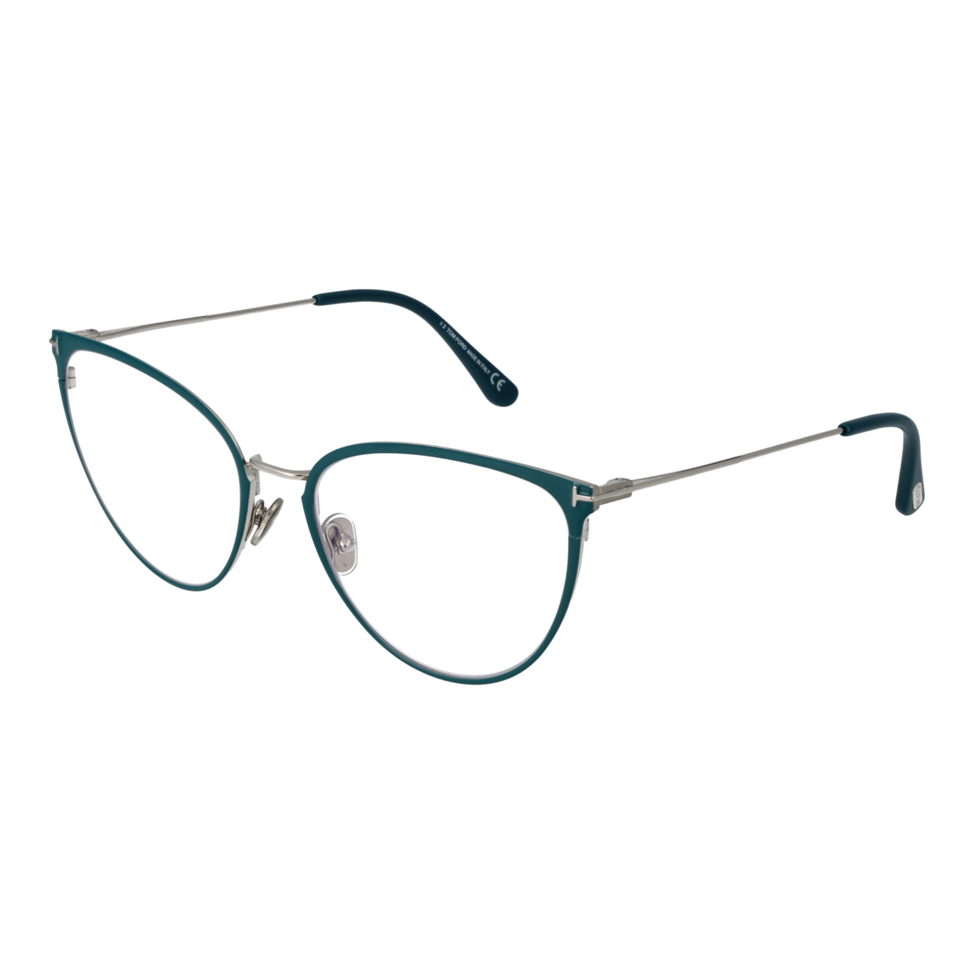 Tom Ford Eyeglasses Tom Ford Glasses Frames FT5840-B 087 56mm Blue Light Block - Women Turquoise Cat Eye Full-Rim Eyeglasses Eyewear UK USA Australia