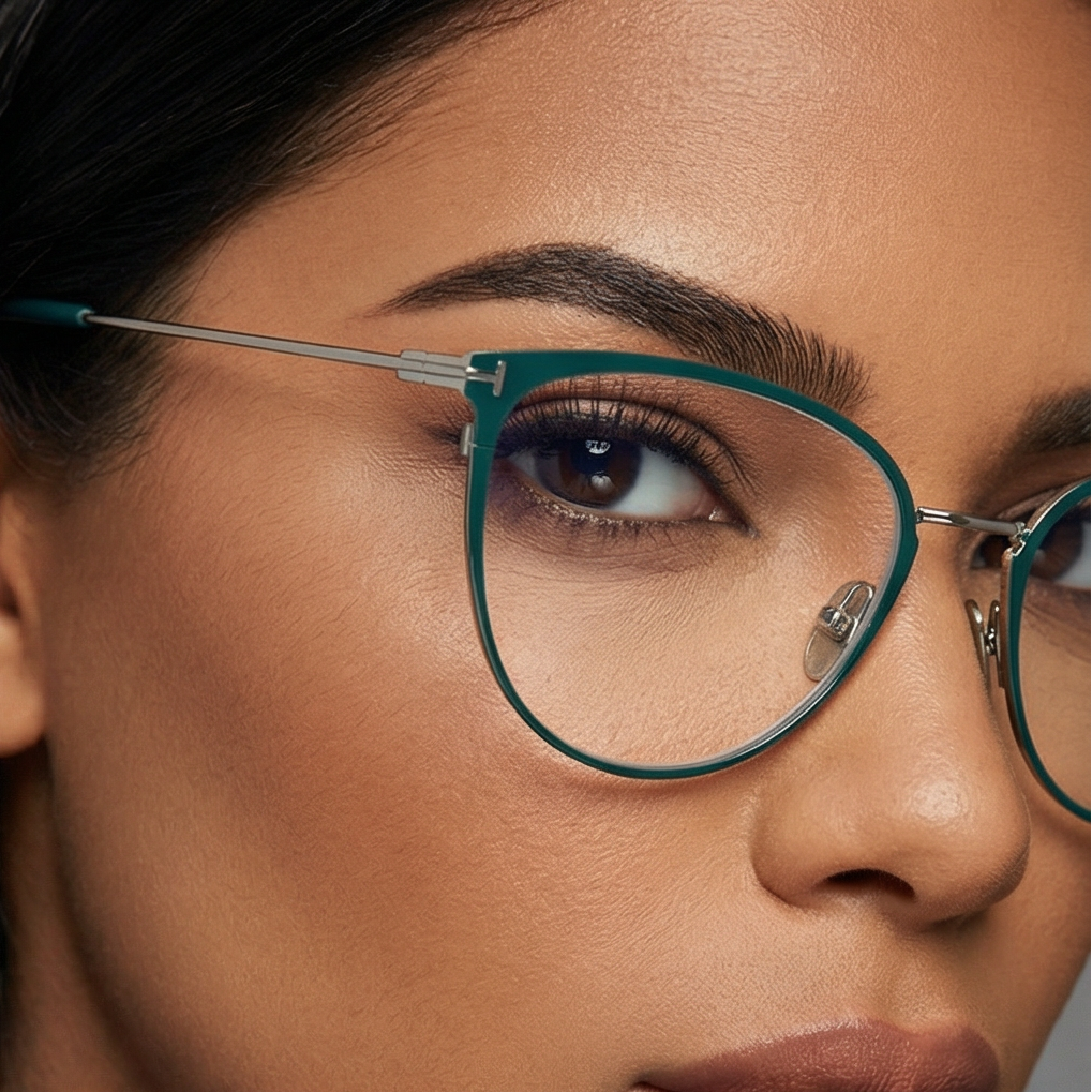 Tom Ford Eyeglasses Tom Ford Glasses Frames FT5840-B 087 56mm Women's Turquoise Cat Eye Full-Rim Metal Eyeglasses Eyewear designer