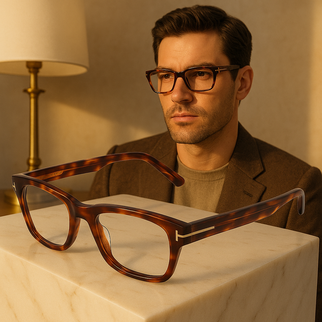 Tom Ford Frames with Blue-Filter Lenses Tom Ford Glasses Frames FT5886-B 047 50mm Men's Brown Havana Square Eyeglasses Eyewear designer