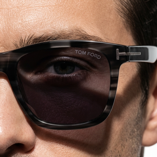 Tom Ford Sunglasses Tom Ford Sunglasses FT0595 20A Grey Rectangular Mirrored Full Rim Men 55mm Eyeglasses Eyewear designer