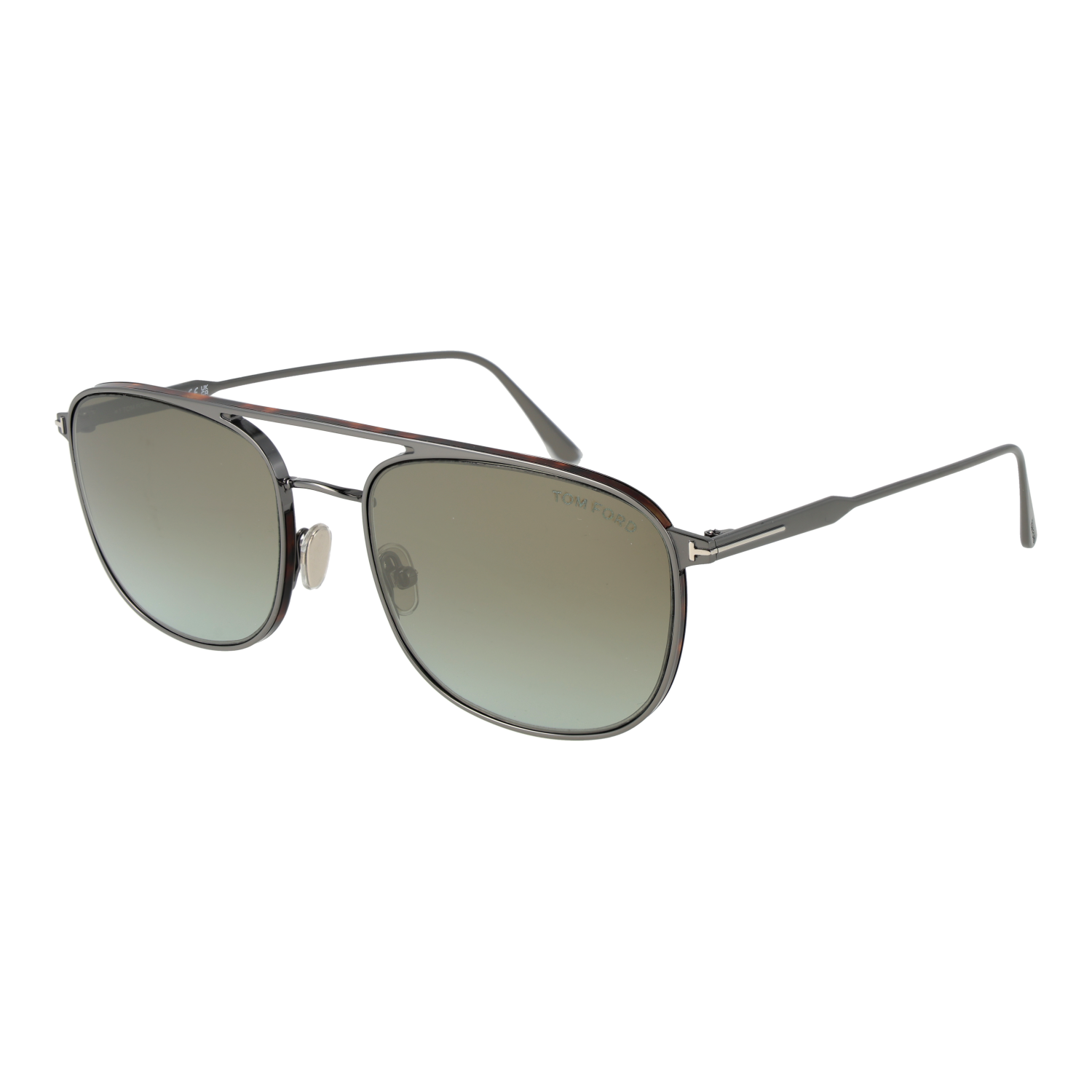 Tom Ford Sunglasses Tom Ford Sunglasses FT0827 12Q Silver Pilot-Aviator Mirrored Gradient Green 56mm Eyeglasses Eyewear designer