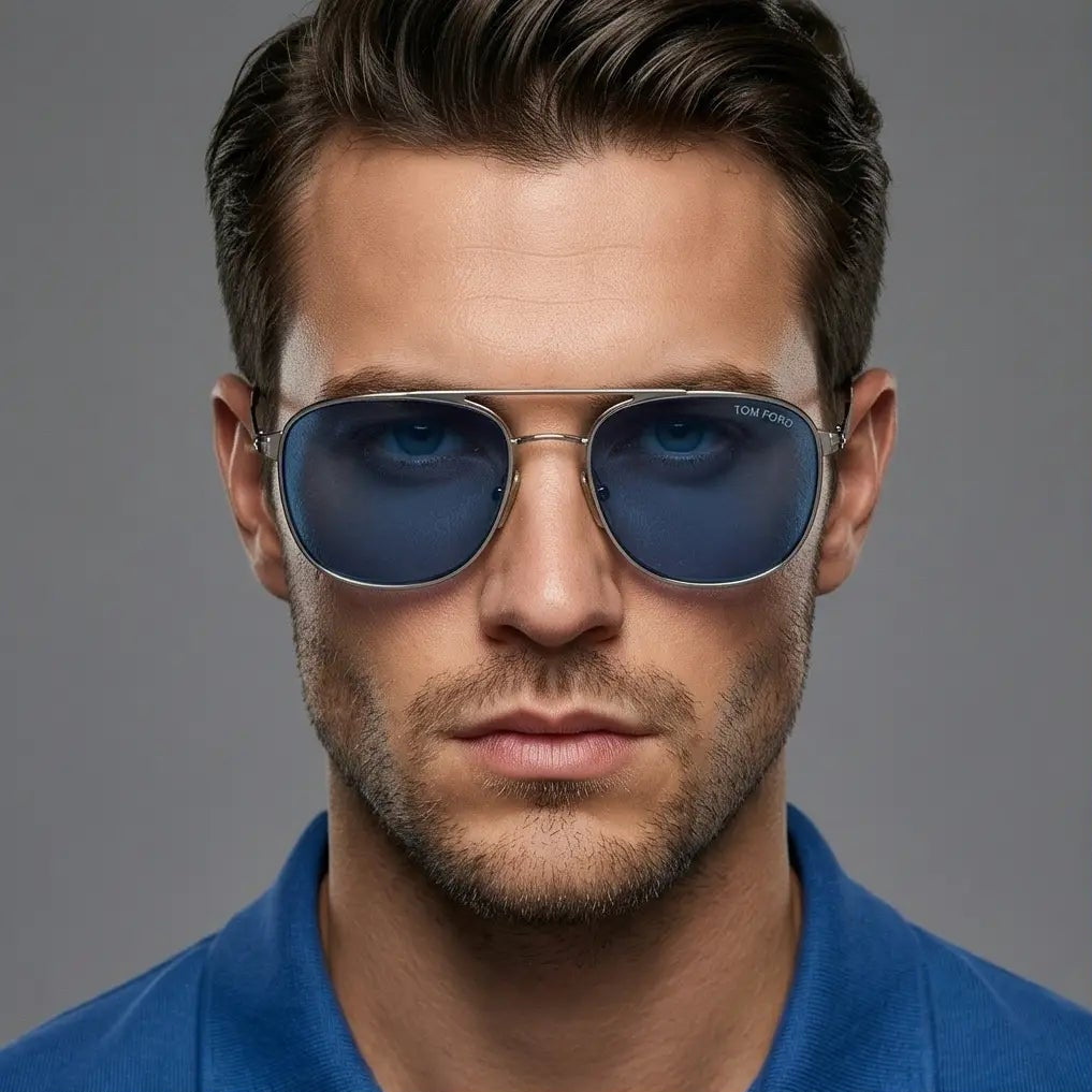 Tom Ford Sunglasses Tom Ford Sunglasses FT0827 14V Silver pilot-Aviator Blue Lens 56mm Eyeglasses Eyewear designer