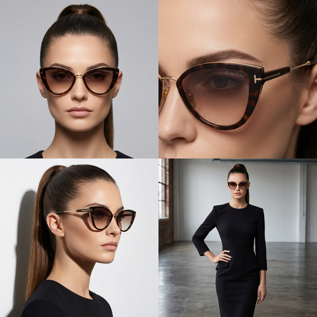 Tom Ford Sunglasses Tom Ford Sunglasses FT0868 52F Anjelica-02 Brown Havana Cat Eye Green 57mm Eyeglasses Eyewear designer