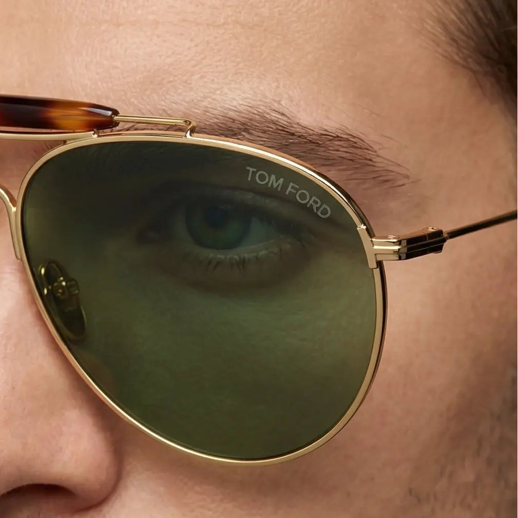 Tom Ford Sunglasses Tom Ford Sunglasses FT0995 30N Gold Pilot Aviator Green Lens 59mm Eyeglasses Eyewear designer