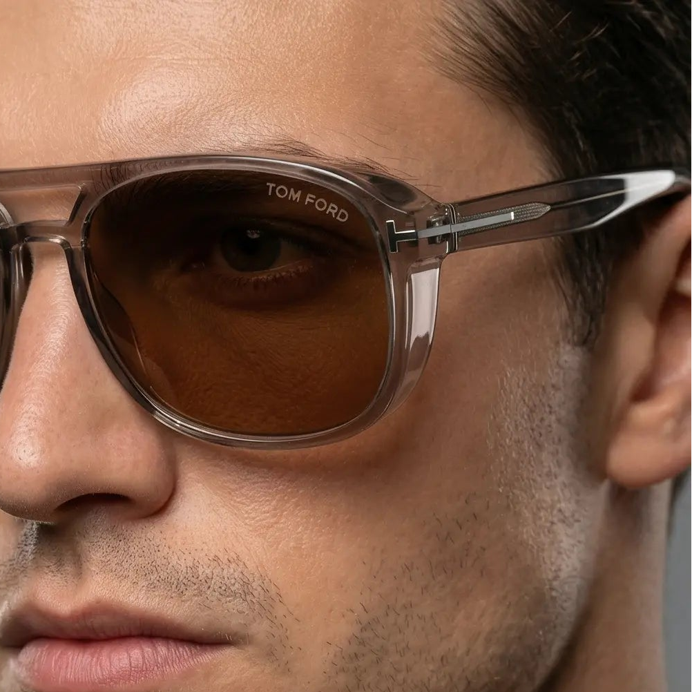 Tom Ford Sunglasses Tom Ford Sunglasses FT1022 45E Brown Transparent Aviator Brown Tinted 58mm Eyeglasses Eyewear designer