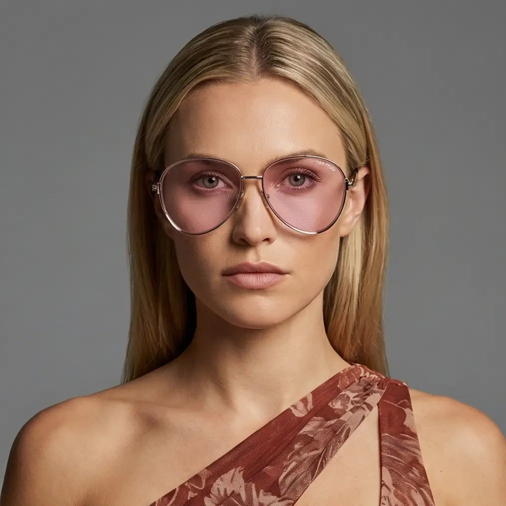 Tom Ford Sunglasses Tom Ford Sunglasses FT1028 32Z Gold Aviator Oversized Mirrored Purple 59mm Eyeglasses Eyewear designer