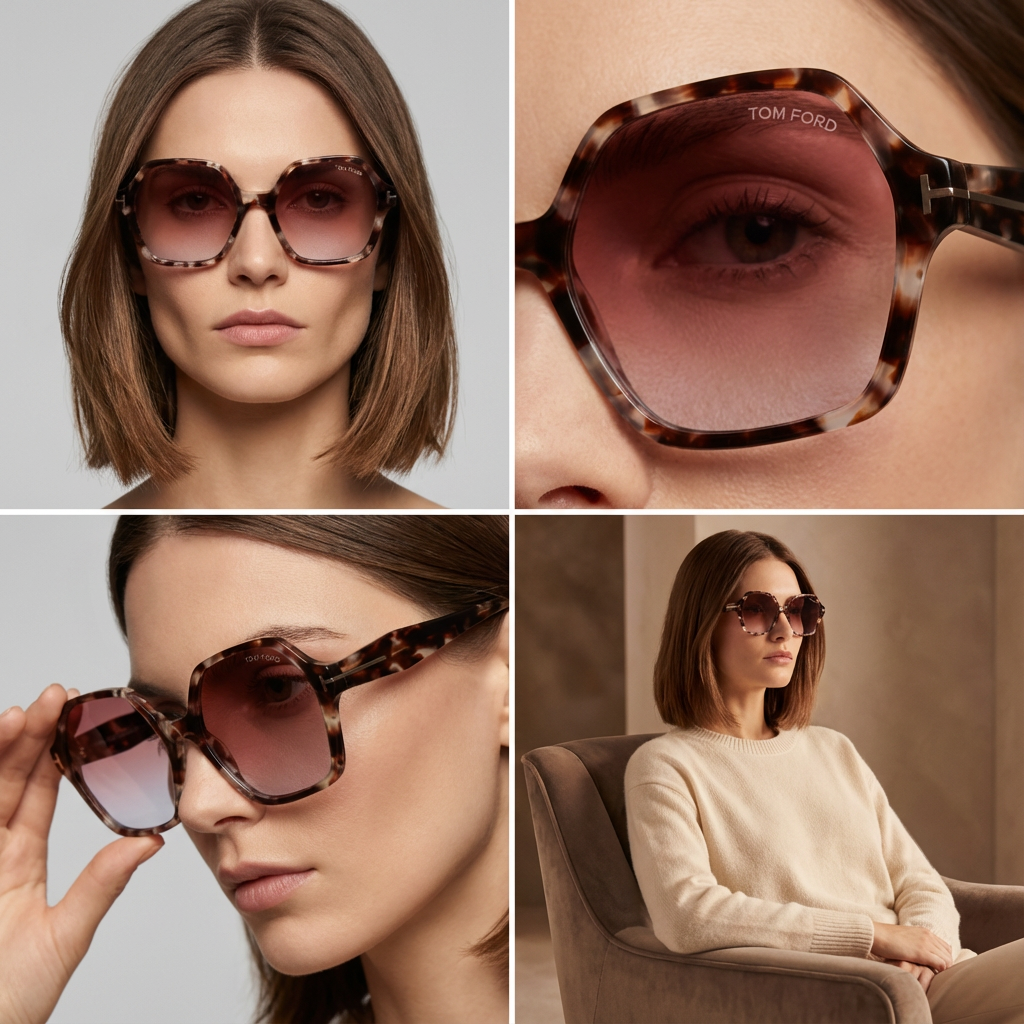 Tom Ford Sunglasses Tom Ford Sunglasses FT1032 55Z Brown Rectangle Rose Gradient Women 56mm Eyeglasses Eyewear designer