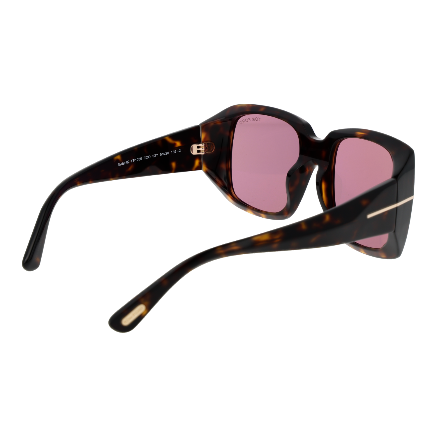Tom Ford Sunglasses Tom Ford Sunglasses FT1035 52Y Brown Tortoiseshell Rectangular Rose Lens 51mm Eyeglasses Eyewear designer
