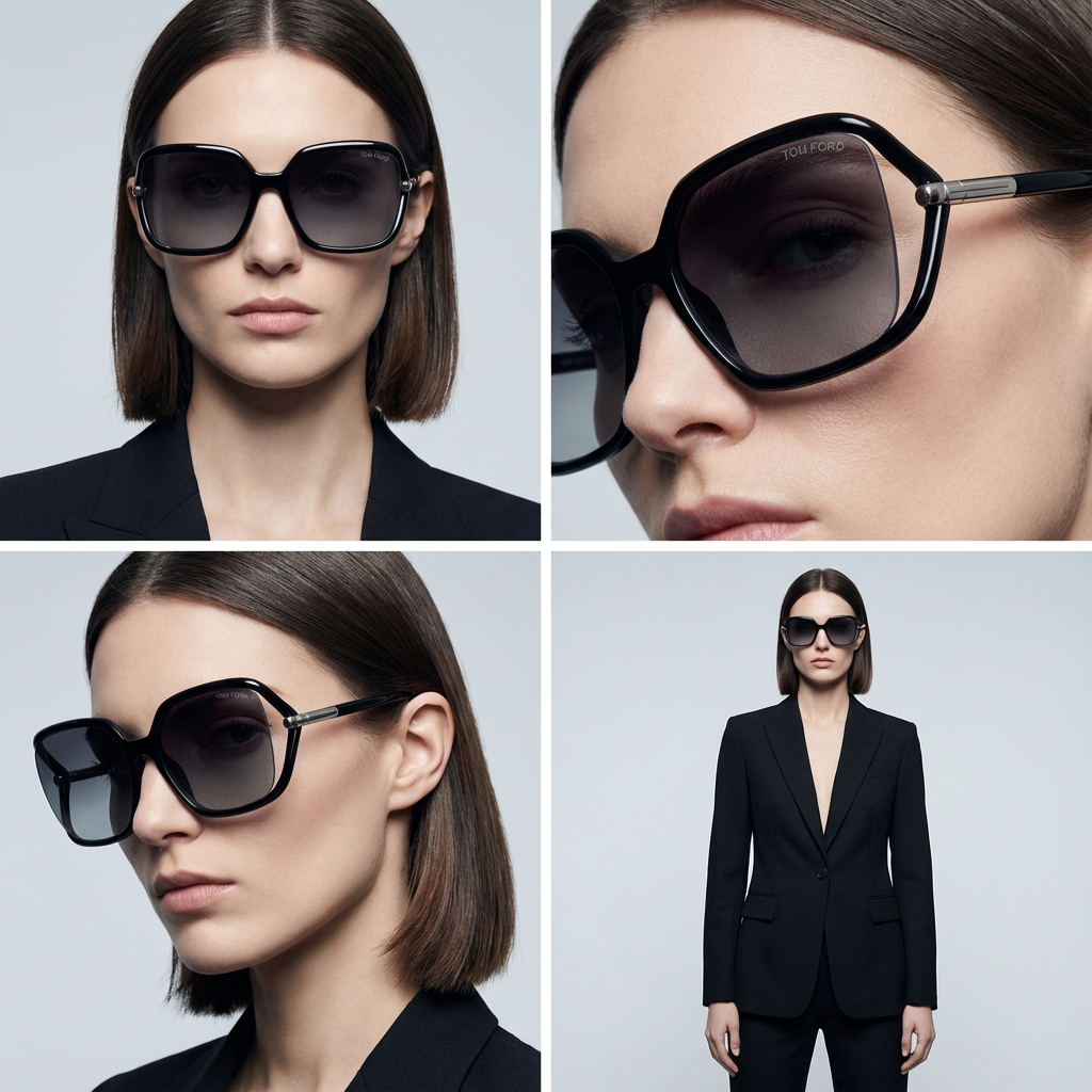 Tom Ford Sunglasses Tom Ford Sunglasses FT1089 01C Black Square Oversized Grey Mirrored Women 60mm Eyeglasses Eyewear designer