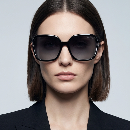 Tom Ford Sunglasses Tom Ford Sunglasses FT1089 01C Black Square Oversized Grey Mirrored Women 60mm Eyeglasses Eyewear designer