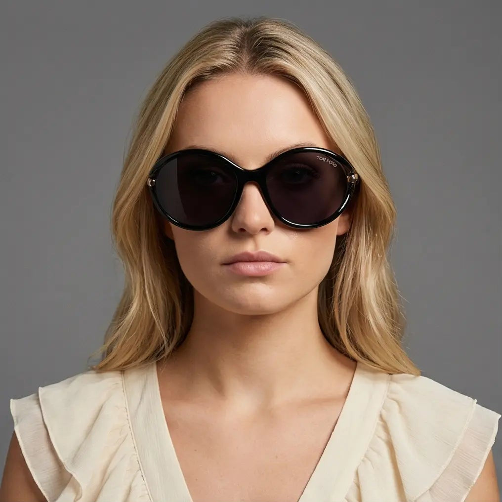 Tom Ford Sunglasses Tom Ford Sunglasses FT1090 01A Women Black Round Tinted Oversized 59mm Eyeglasses Eyewear designer