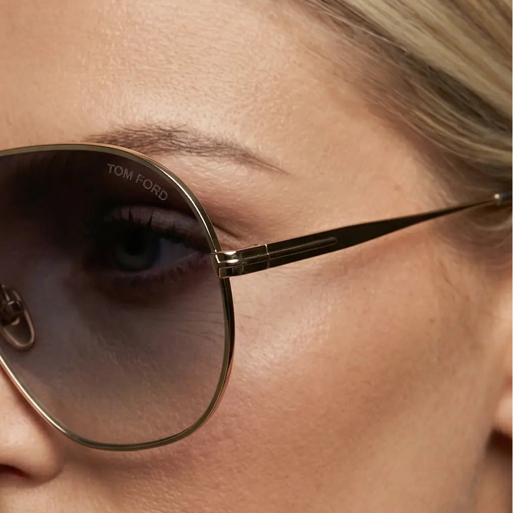 Tom Ford Sunglasses Tom Ford Sunglasses Gold Metal Grey Gradient Rectangular FT0785 28B 66mm Eyeglasses Eyewear designer