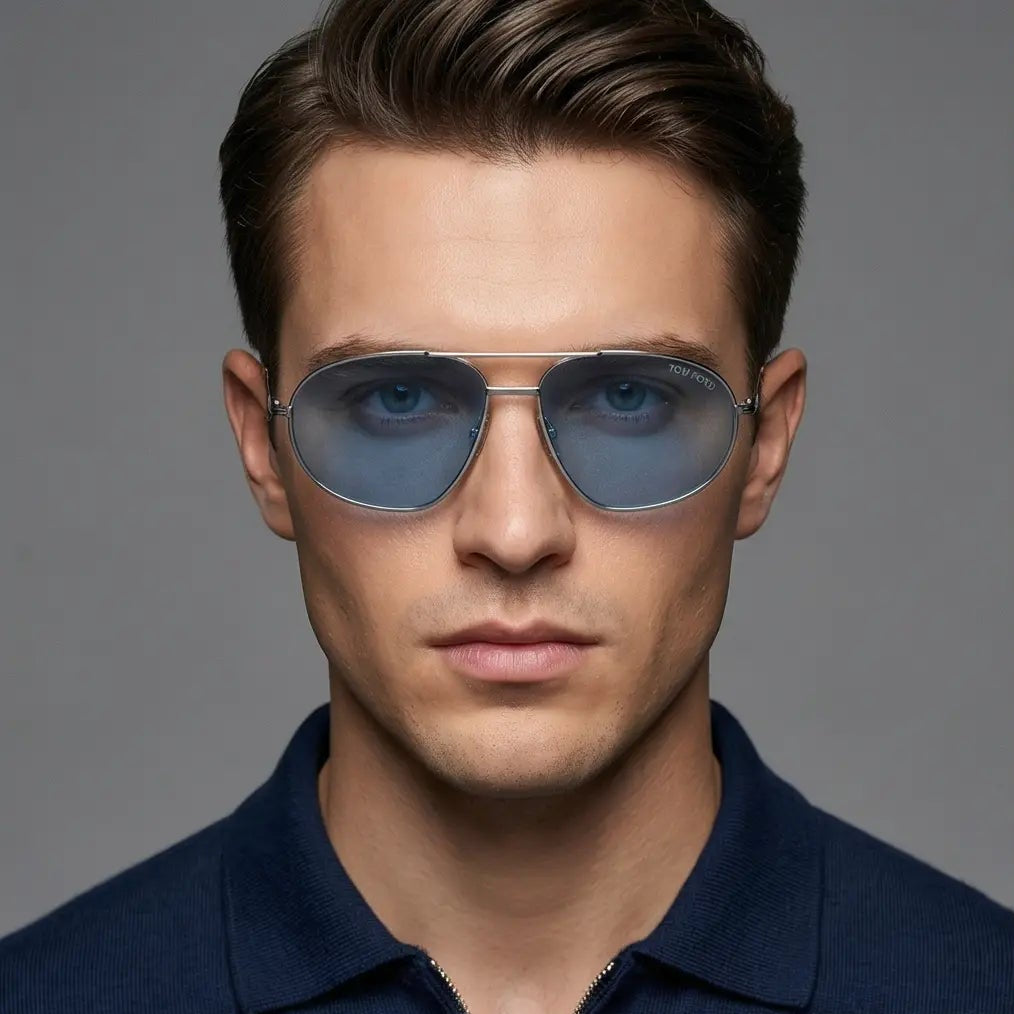 Tom Ford Sunglasses Tom Ford Sunglasses Men Grey Pilot-Aviator Blue Tinted FT0771 16V 61mm Bradford Eyeglasses Eyewear designer