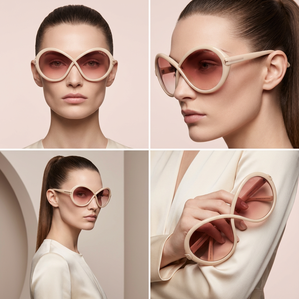 Tom Ford Sunglasses Tom Ford Sunglasses Women Beige Oval Gradient FT1070 25T 68mm Eyeglasses Eyewear designer