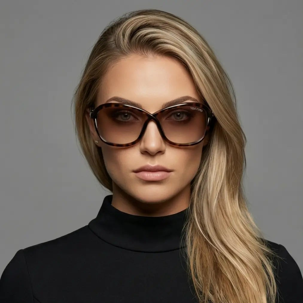 Tom Ford Sunglasses Tom Ford Sunglasses Women Brown Rectangular Mirrored Half Rim FT1069 52G 68mm Eyeglasses Eyewear designer