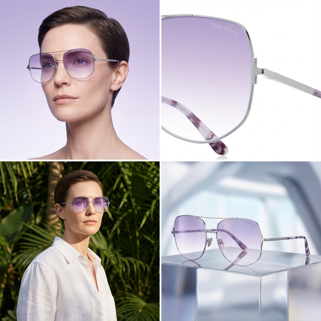 Tom Ford Sunglasses Tom Ford Sunglasses Women Pilot-Aviator Silver Purple Gradient FT0783 16Y 62mm Eyeglasses Eyewear designer