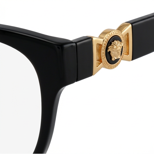 Versace Eyeglasses Versace Eyeglasses Frames 0VE3313 GB1 Black Round Full-Rim 52mm Eyeglasses Eyewear designer