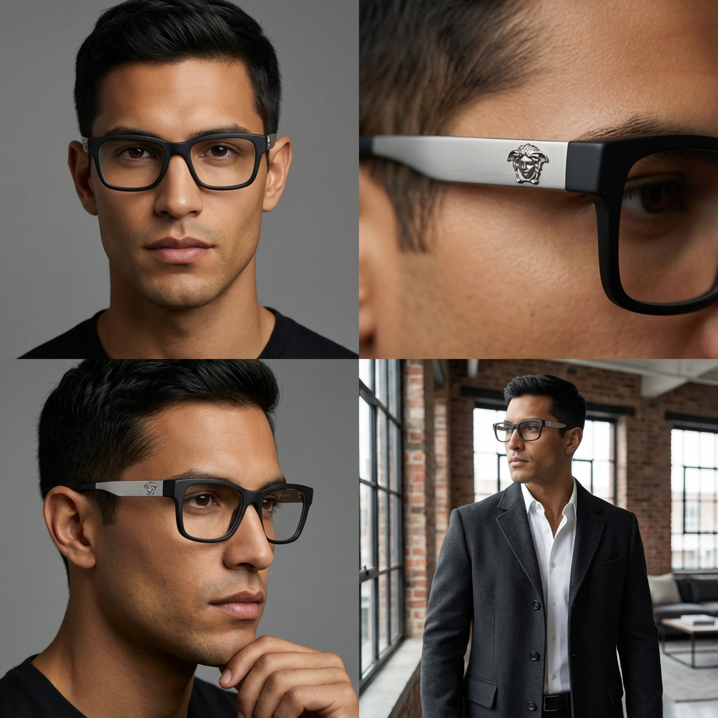 Versace Eyeglasses Versace Eyeglasses Frames Men Black Rectangular 0VE3245 5238 55mm Eyeglasses Eyewear designer