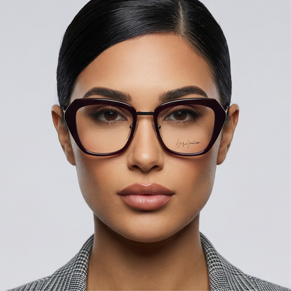 Yohji Yamamoto Eyeglasses Yohji Yamamoto Eyeglasses Burgundy Rectangular Frames YY1005 216 51mm Eyeglasses Eyewear designer