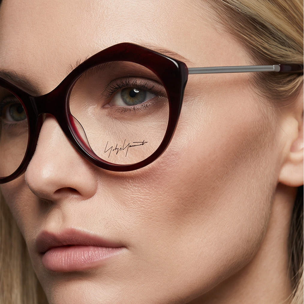 Yohji Yamamoto Eyeglasses Yohji Yamamoto Eyeglasses YY1004 219 Burgundy Round Full Rim Acetate Frames 51mm Eyeglasses Eyewear designer