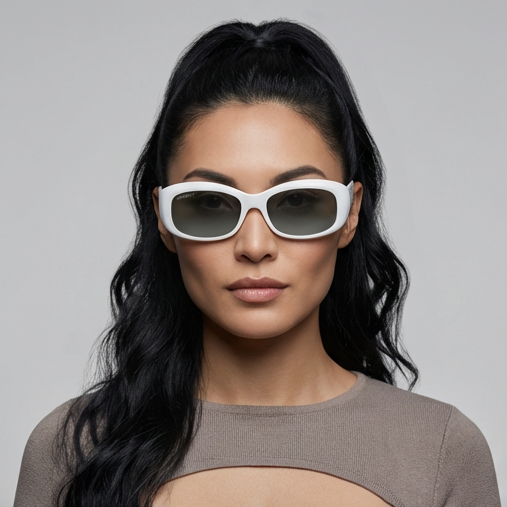 Serengeti Sunglasses Women's White Rectangular Green Polarized SS008001 Bianca 56mm Serengeti