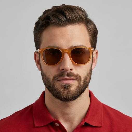 Serengeti Sunglasses Men Honey Panto Brown Photochromic Polarized SS530002 Amboy Serengeti