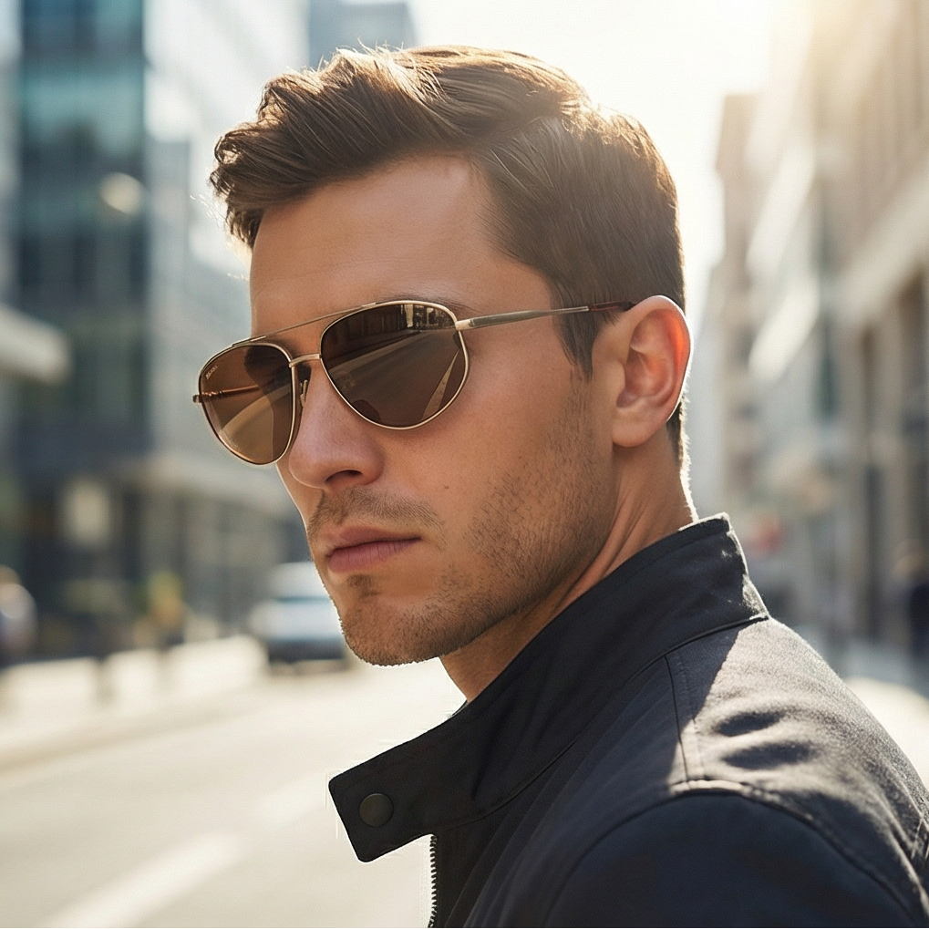 Serengeti Sunglasses Men's Gold Aviator Orange Lenses SS539001 Marlon 57mm Serengeti