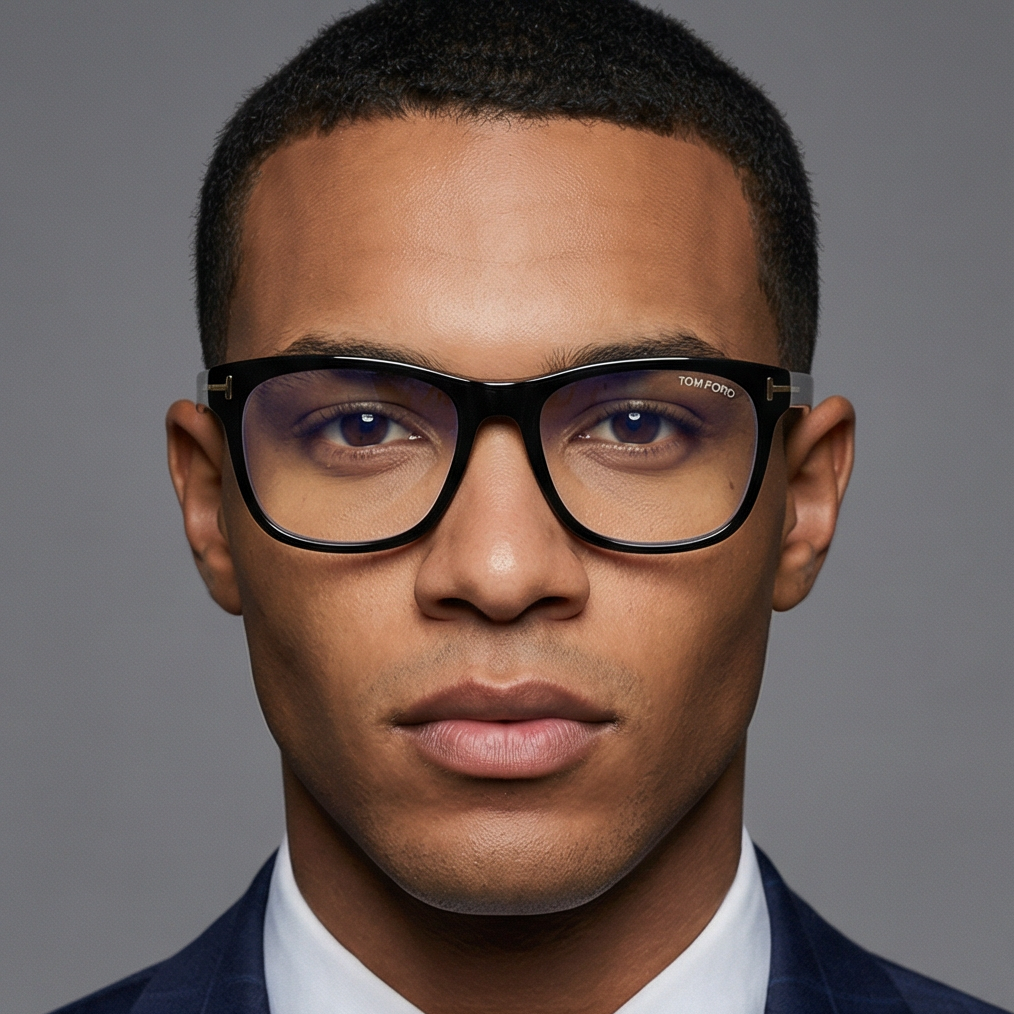 Tom Ford Glasses Frames FT5662-B 001 54mm Men Black Rectangular Blue Control Tom Ford