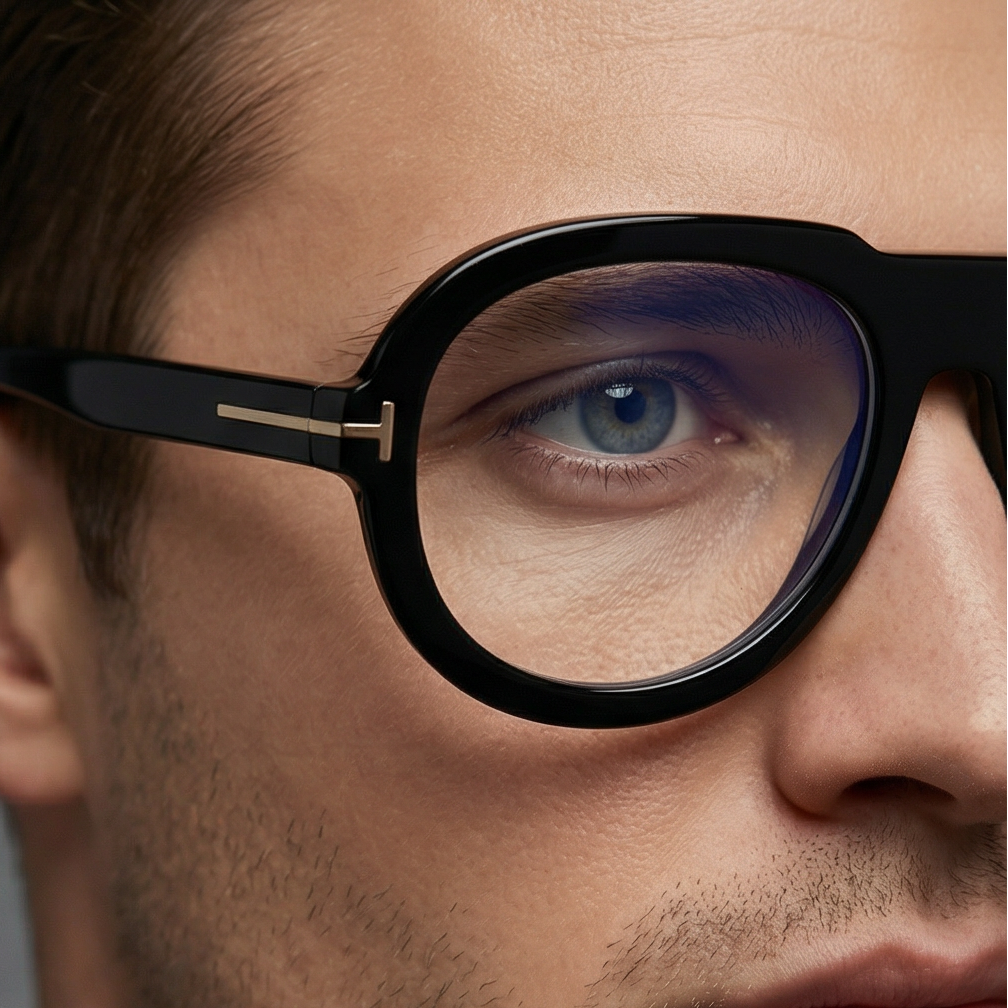 Tom Ford Glasses Frames FT5756-B 001 53mm Men Black Pilot Blue Light Block Tom Ford