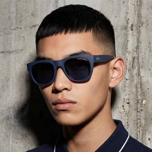 Armani Exchange Sunglasses Men Blue Acetate Rectangle 0AX4128SU 812380 55mm Armani Exchange