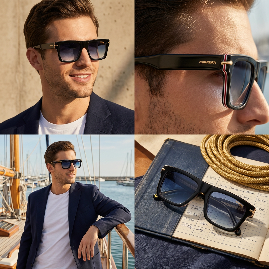 Carrera Sunglasses Carrera Sunglasses CARRERA 316/S M4P08 Unisex Black Rectangle Blue Gradient 52mm Eyeglasses Eyewear designer