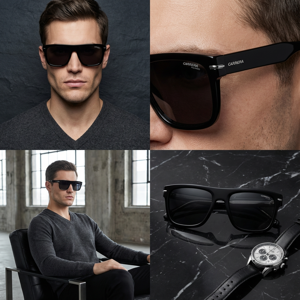 Carrera Sunglasses Carrera Sunglasses CARRERA 340/S 284M9 Men Black Square Acetate Full Rim Grey Polarized 57mm Eyeglasses Eyewear designer