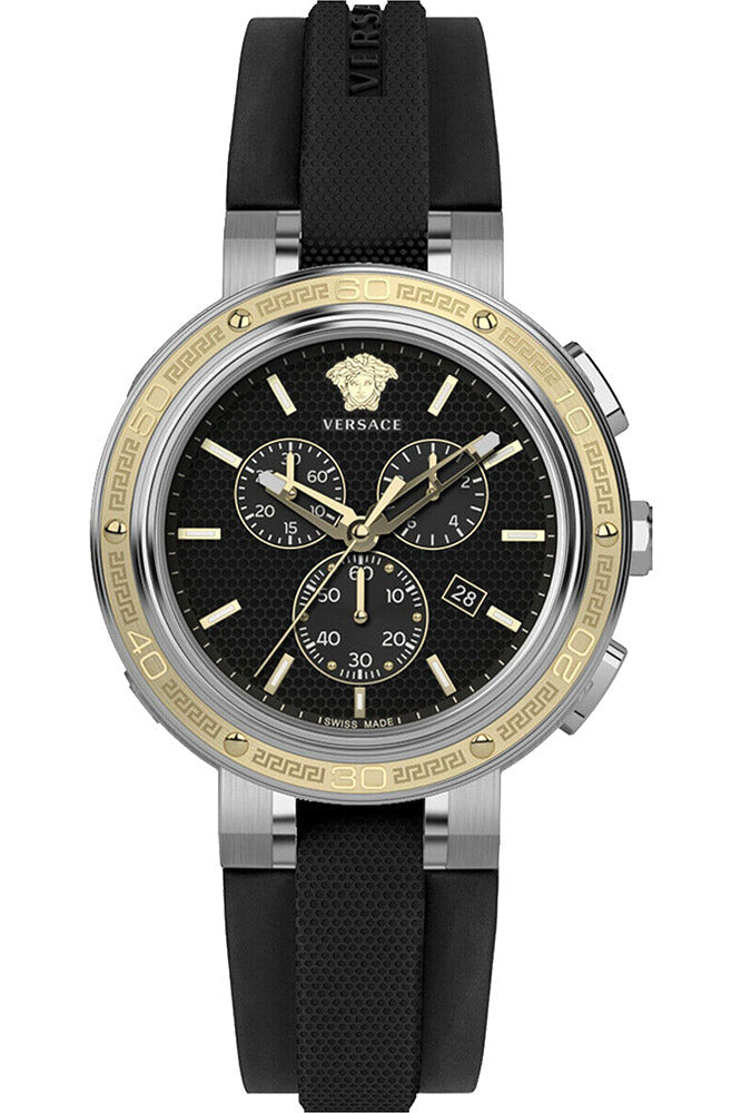 Versace Watches Versace Watch Men Swiss Quartz Chronograph Silver | Gold | Black VE2H00221 Eyeglasses Eyewear UK USA Australia 
