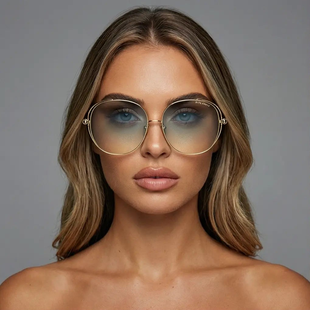 Dita Sunglasses Dita Sunglasses DTS156-A-03 AROHZ Silver Gold Round Green 62mm Eyeglasses Eyewear designer