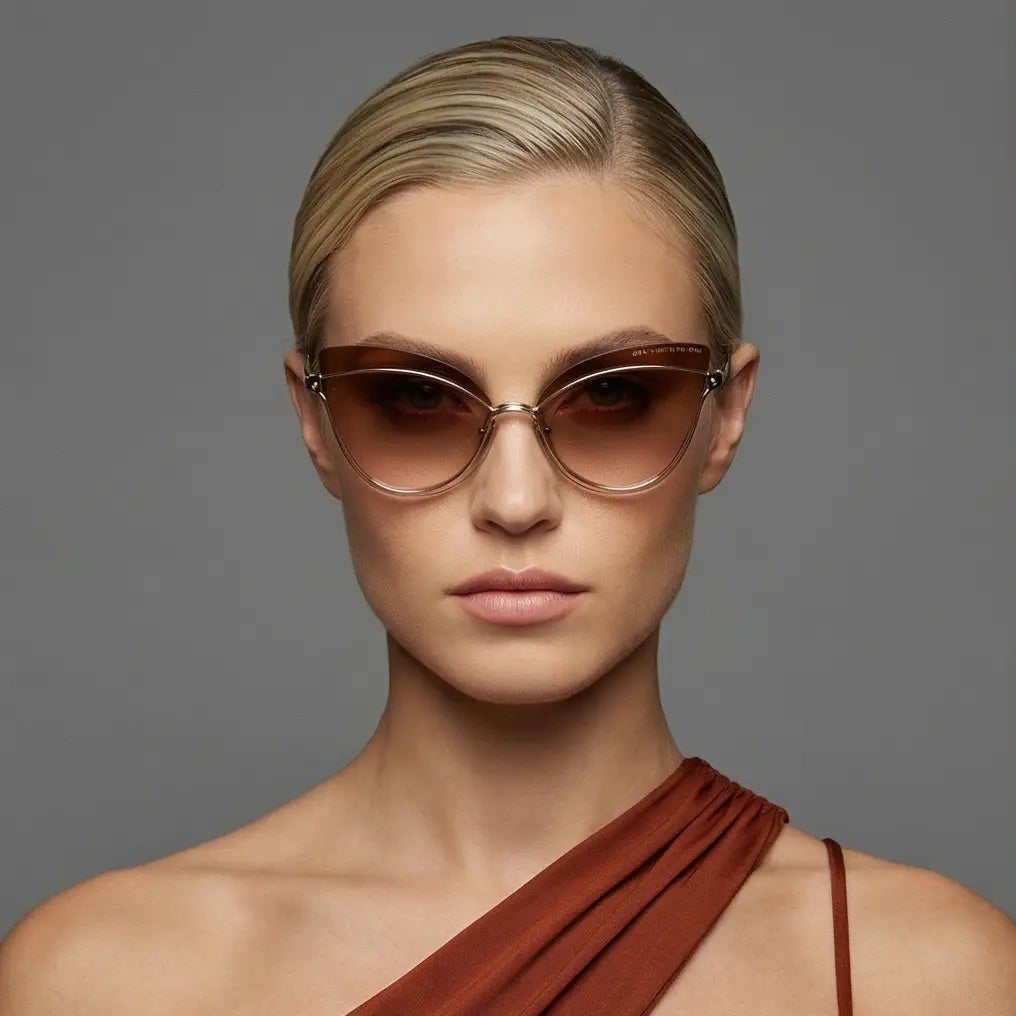 Dita Sunglasses DITA Sunglasses DTS515 01 Gold Rimless Cat Eye Gradient Women 66mm Eyeglasses Eyewear designer