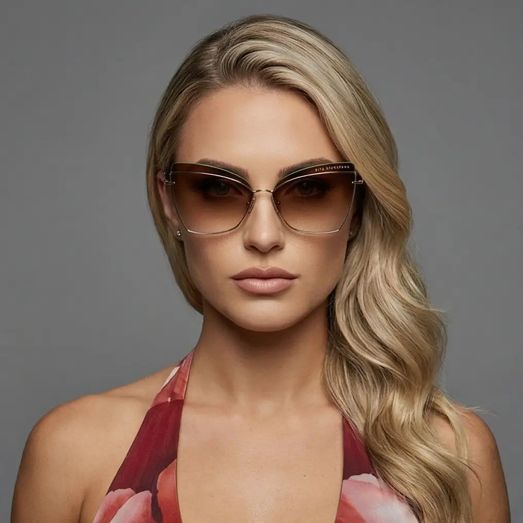 Dita Sunglasses Dita Sunglasses DTS531 01 Gold Butterfly Gradient Brown 61mm Eyeglasses Eyewear designer