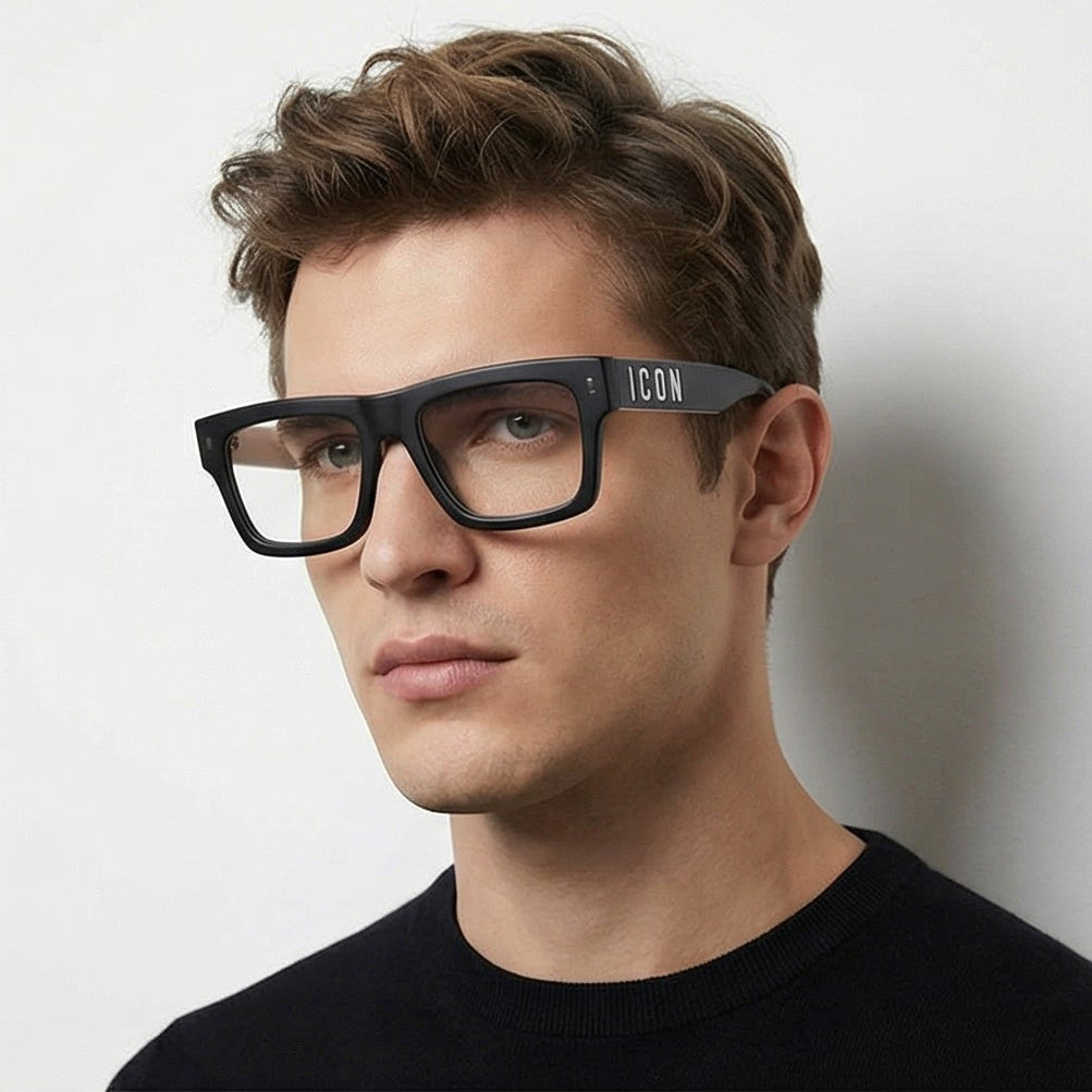 Dsquared2 Eyeglasses Dsquared2 Eyeglasses ICON 0023 807 Black Rectangular Frames  Full-Rim 53mm Eyeglasses Eyewear designer