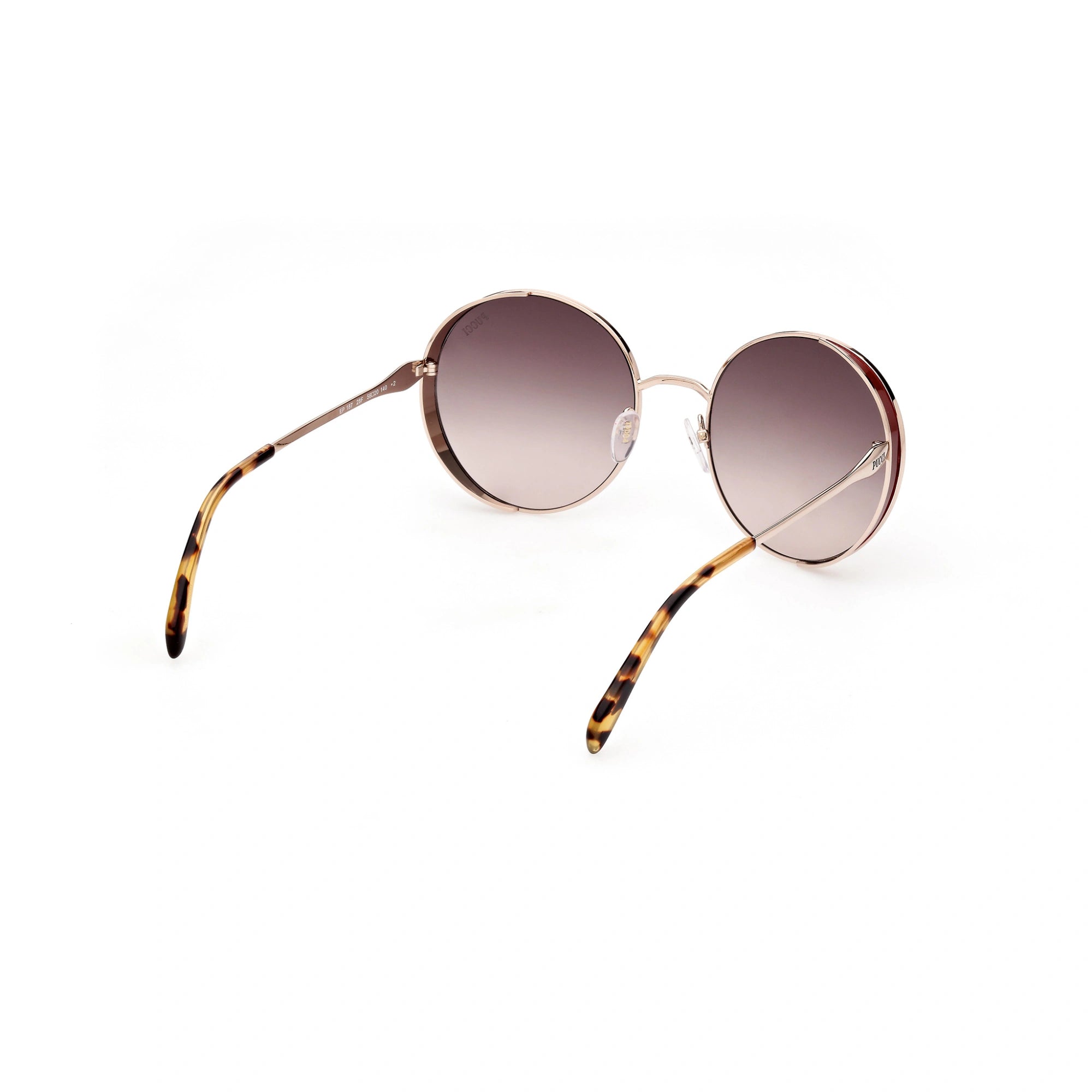 Emilio Pucci Sunglasses Emilio Pucci Sunglasses EP0187 28F 56mm - Women Rose Gold/Brown Gradient Round Full-Rim Eyeglasses Eyewear UK USA Australia 