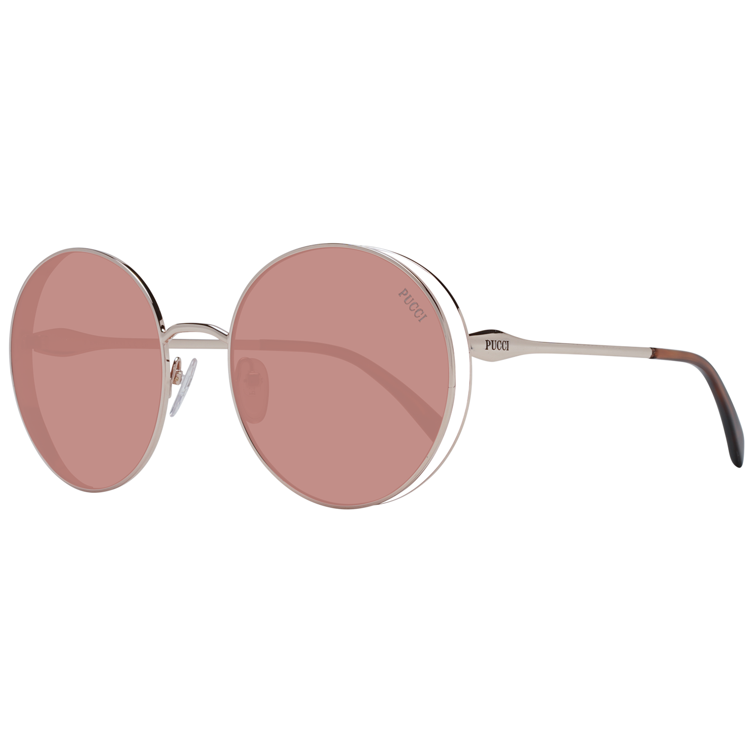 Emilio Pucci Sunglasses Emilio Pucci Sunglasses EP0187 28S 56mm - Women Rose Gold/Burgundy Round Full-Rim Eyeglasses Eyewear UK USA Australia 